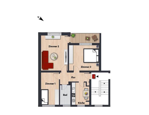 3-Zimmer-Wohnung in schöner Gegend // 3.OG links - Foto 1