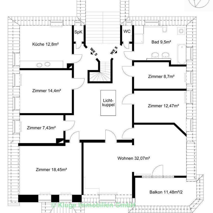 Denkmalperle- Nähe "Großer Garten" Hochwertiges 6-Zimmer- Dachgeschoss mit Balkon und eigenen Garten! - Foto 1