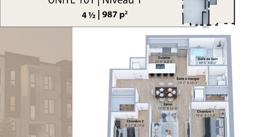 Nouveau projet ! 37-39 boul Lacombe, Repentigny - 4 ½ – 945 pi2 à 1072 pi2 À partir de 1825$/mois=1670$ (option avec coin bureau et/ou salle d’eau) - Photo 2