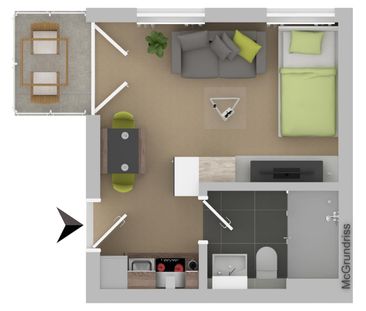 1 Zimmer möblierte Wohnung - Foto 6
