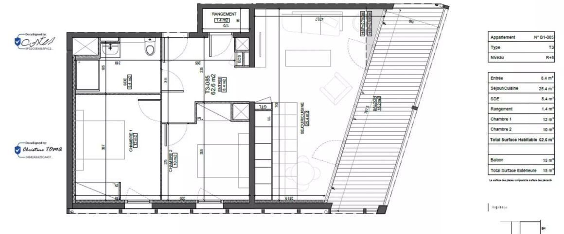 location Appartement T3 DE 62.6m² À BORDEAUX - Photo 1