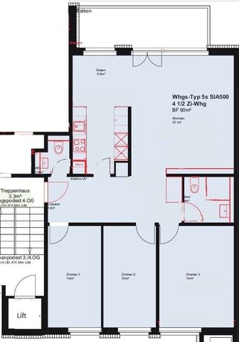 4.5 Zimmer, 87 m², 2. Stock - Photo 4