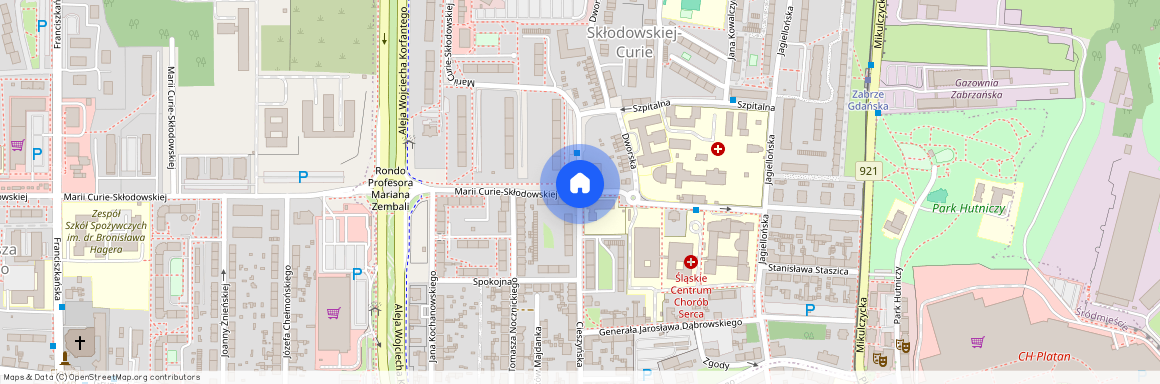 ul. Cieszyńska, Skłodowskiej-Curie, Zabrze, śląskie