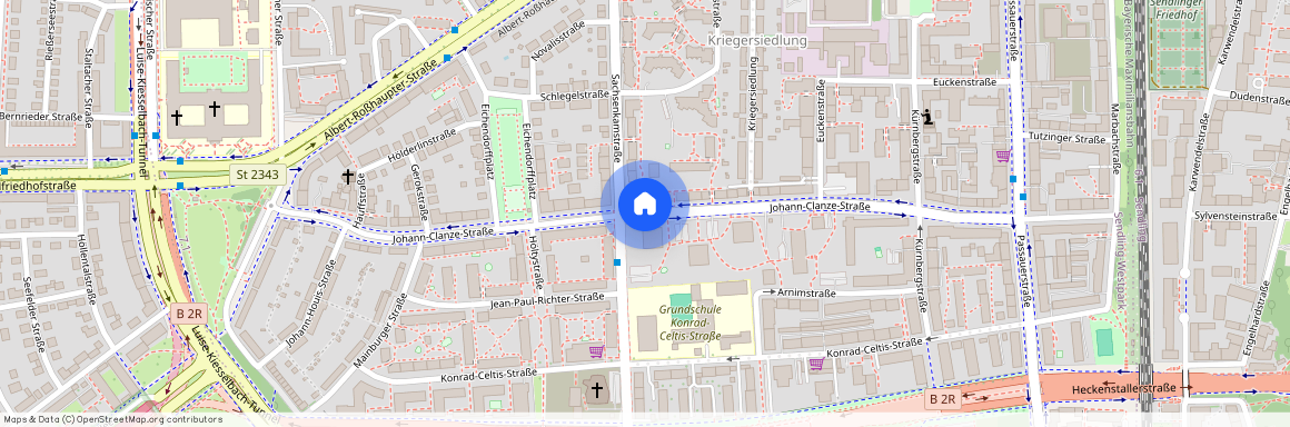 Johann-Clanze-Straße, 81369 München Sendling ca. 4, 7 km south-west of Munich-center