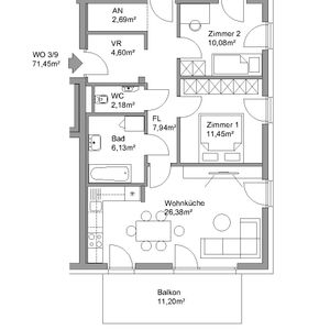 3-Zimmer-Wohnung im 3. Obergeschoss mit Balkon inkl. Küchenblock - Photo 2