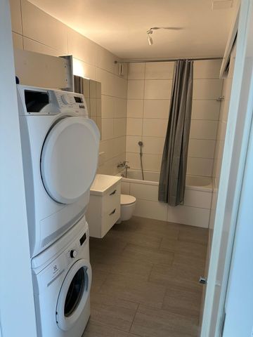 A saisir !!!! 2.5 pièces d'environ 60m2 au 1er étage se compose comme suit: entrée avec armoires, 1 chambre,une salle de bain avec colonne de lavage un séjour et une cuisine agencée ainsi qu'un balcon. - Photo 5