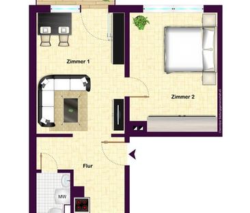 Erdgeschosswohnung: 2 Räume im Grünen + BARRIEREARM - Foto 3