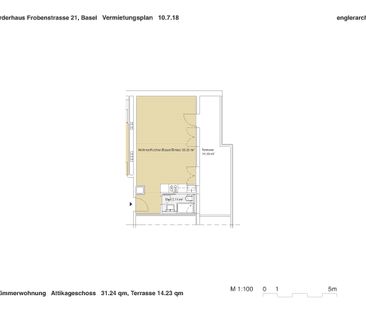 Renovierte 1-Zimmer Attikawohnung mit Dachterrasse im Gundeli - Foto 5