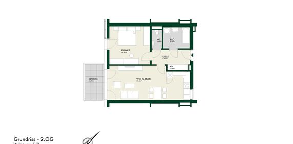 Sonnige 2-Zimmer-Erstbezugswohnung im 2. Obergeschoss mit Balkon - Photo 2