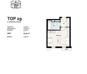 Miete: Ideale Starterwohnung im 6. Liftgeschoss | 1-Zimmer Wohnung ... - Photo 1