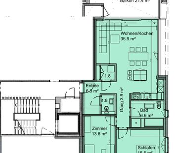 3.5 Zimmer, 86 m², 1. Stock - Photo 3