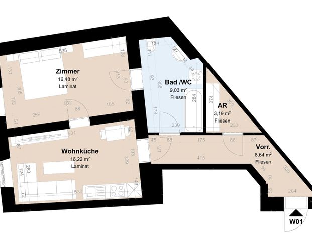 Charmante Altbauwohnung mit 2 Zimmern und Wohnküche - Photo 1