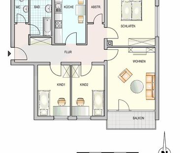 Modernisierte 4-Zi-Wohnung mit Balkon! - Foto 1