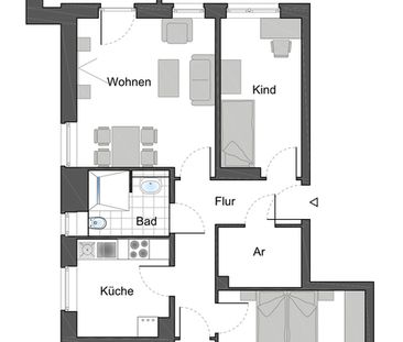 Gemütliche 3-Zimmer Wohnung für Familien mit WBS! - Photo 1