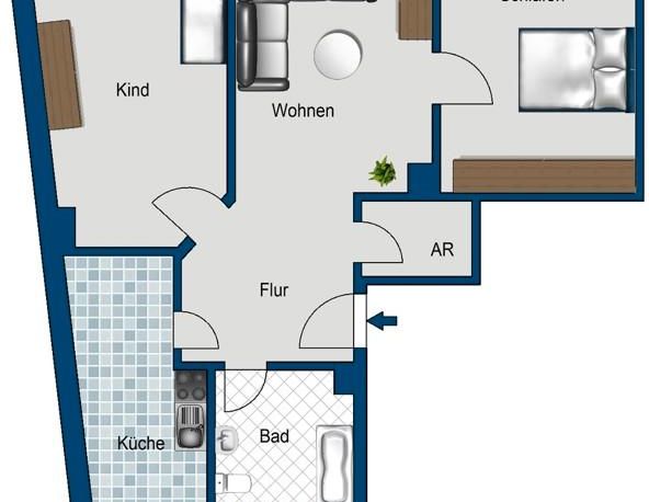 Frisch sanierte 3 Raum Wohnung zu vermieten - Foto 1