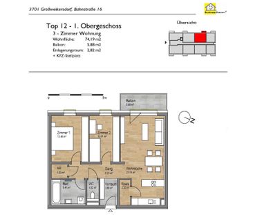 Großzügige 3-Zimmerwohnung mit Balkon in Großweikersdorf - Foto 3