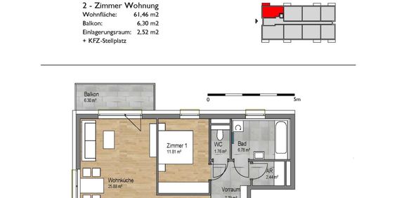 2 Zimmer im 1.OG mit Balkon in Großweikersdorf - Foto 3