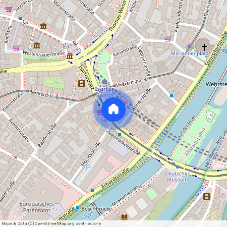 Zweibrückenstraße, 80331 München Lehel ca. 0, 7 km south of Munich-center