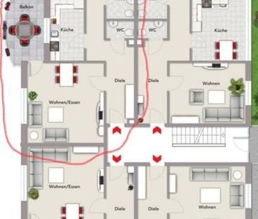 nur mit WBS - Sozialwohnung 75m² Erdgeschoss mit Balkon Südseite - Foto 1