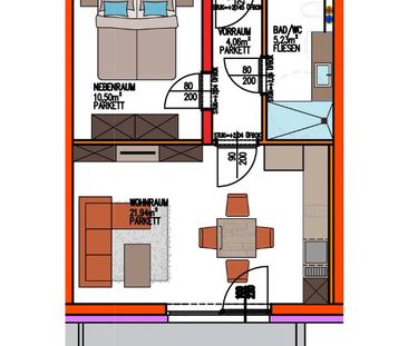 Moderne 2-Zimmer-Mietwohnung (41,73 m²) mit Balkon & Carport in ruh... - Foto 4
