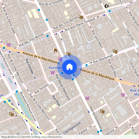 Rue Oberkampf et Avenue Parmentier 75011 Paris (11e arrondissement)