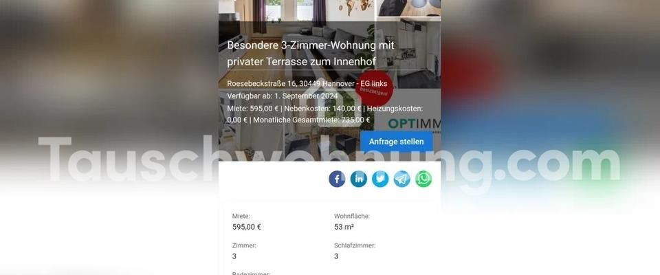 TAUSCHWOHNUNG Schöne Erdgeschosswohnung (3 Zimmer) mit Terrasse - Foto 1