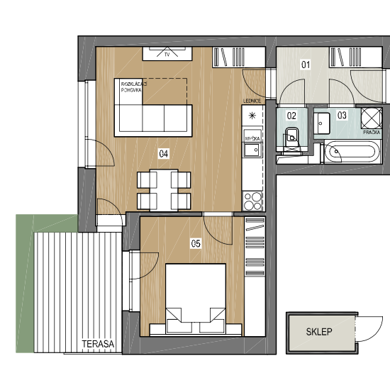 Pronájem bytu 2+kk v osobním vlastnictví 45 m², Pohořelice - Fotografie 1