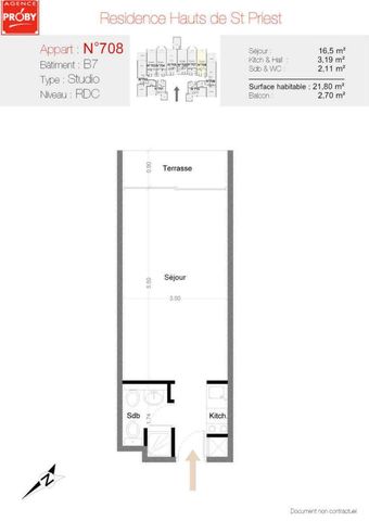 Studio 22.05 m², kitchenette équipée. - Photo 5
