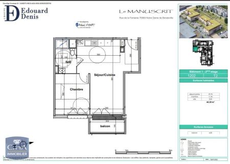 Appartement à louer 2 pièces 44.28m² - Photo 3