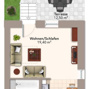 Attraktive 1-Raum-Wohnung mit Terrasse und Einbauküche! - Photo 4