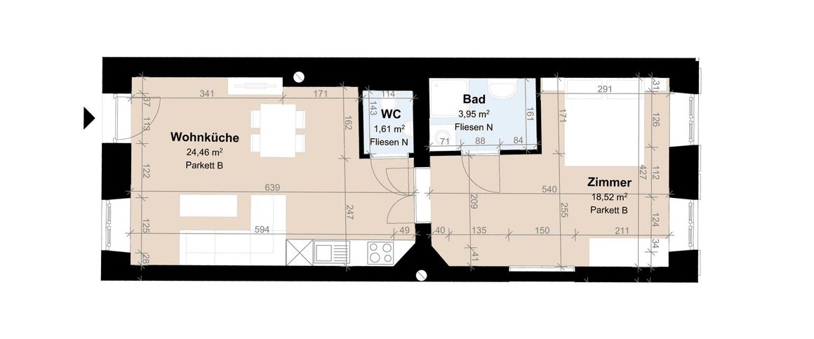 Geförderte Altbauwohnung im 2. Stock mit 2 Zimmern - Photo 1