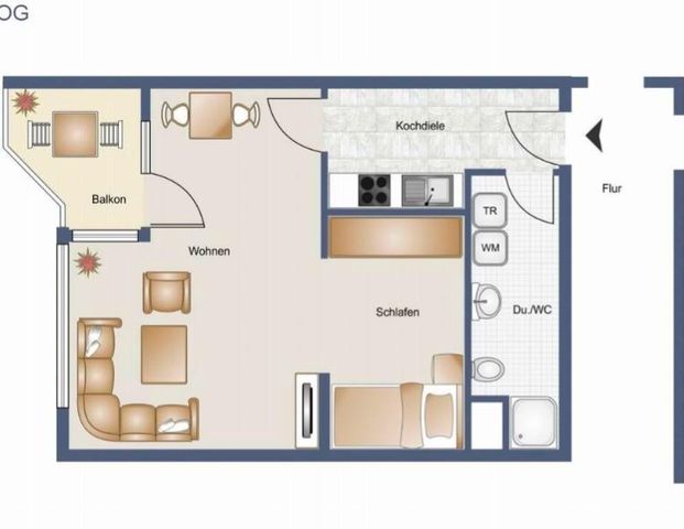 1.5 Zi.-Wohnung mit Garage in Köngen - Foto 1