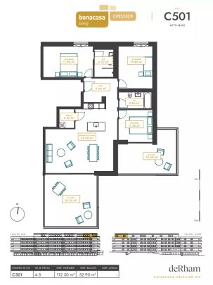 4.5 pièces neuf avec loggia et balcon - C501 - Photo 1