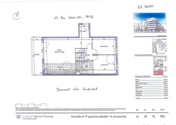 Location appartement T4 71.30m² à Reims (51100) Loyer CC * : 756.08 € Réf : ER.30284 - Photo 1