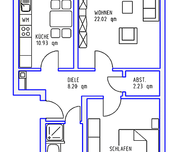 2 Zimmer, Küche, Bad, Loggia, 3.OG rechts - Foto 1