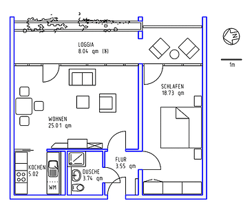 2 Zimmer, Küche, Dusche, 2 Loggien, Aufzug, (Tief)garage/Stellplatz, 8. Ebene - Photo 1