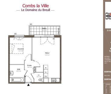 location Appartement T2 DE 43.53m² À COMBS LA VILLE - Photo 3