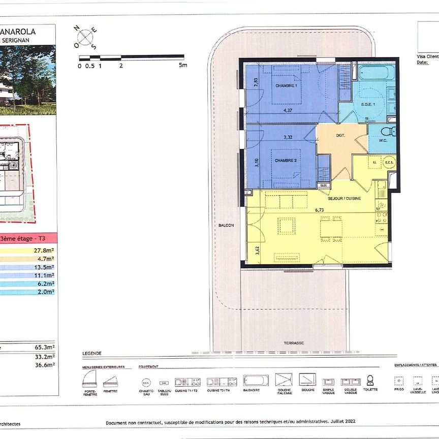 Serignan -T3- 65.30 m² - Photo 2