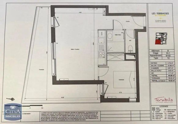 Appartement à louer 2 pièces 44.08m² - Photo 1