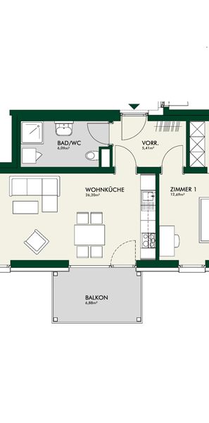 Helle 2-Zimmer-Wohnung mit Balkon und tollem Ausblick - Foto 2