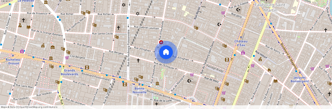 rue d`Enghien entre cour des petites Ecuries et rue du Fauboug St Denis 75010 Paris (10e arrondissement)