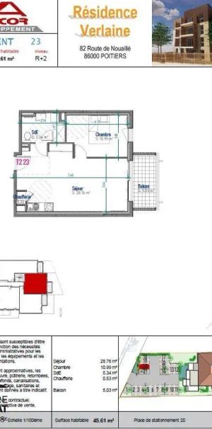 Location appartement 2 pièces - 45.61m² à Poitiers (86000) - Photo 2