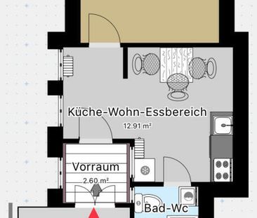 neuwertige, sanierte 2 Raum Wohnung im EG mit Terrasse. - Photo 1
