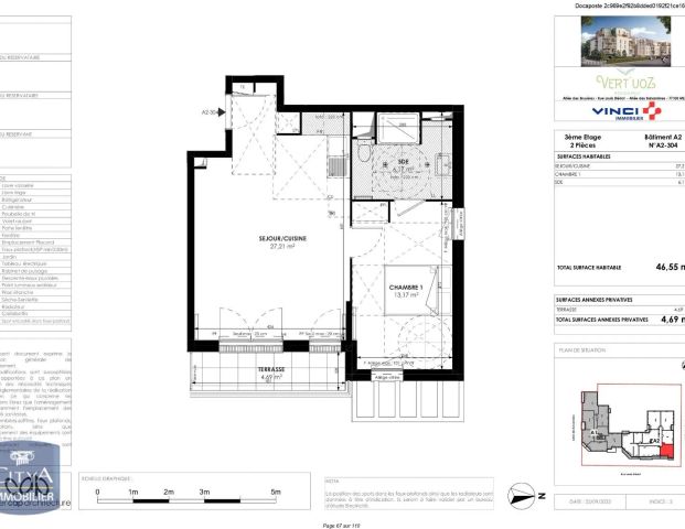 Appartement à louer 2 pièces 46.55m² - Photo 1