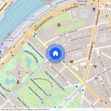 Rue de Monttessuy et Avenue de la Bourdonnais 75007 Paris (7e arrondissement)