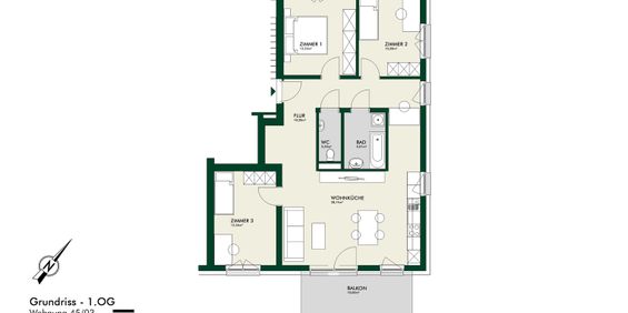 Erstbezug - Lichtdurchflutete 4-Zimmer-Wohnung im Obergeschoss mit Balkon - Photo 3
