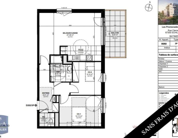 Appartement à louer 3 pièces 63.19m² - Photo 1
