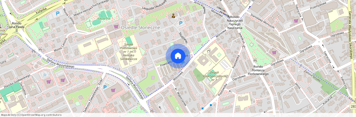 ul. Powstańców Warszawy, Osiedle Słoneczne, Centrum, Zielona Góra, lubuskie