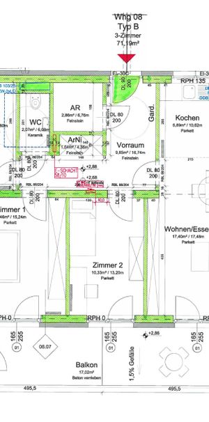 RIESENBALKON - Helle 3-Zimmer-Wohnung mit Einbauküche, Mega-Balkon und Carportparkplatz - Photo 2
