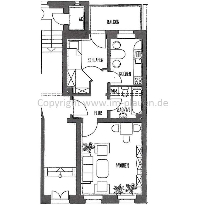 2 Zimmer Singlewohnung in Plauen zur Miete - Stadtzentrum - mit Balkon und Badewanne - Foto 1